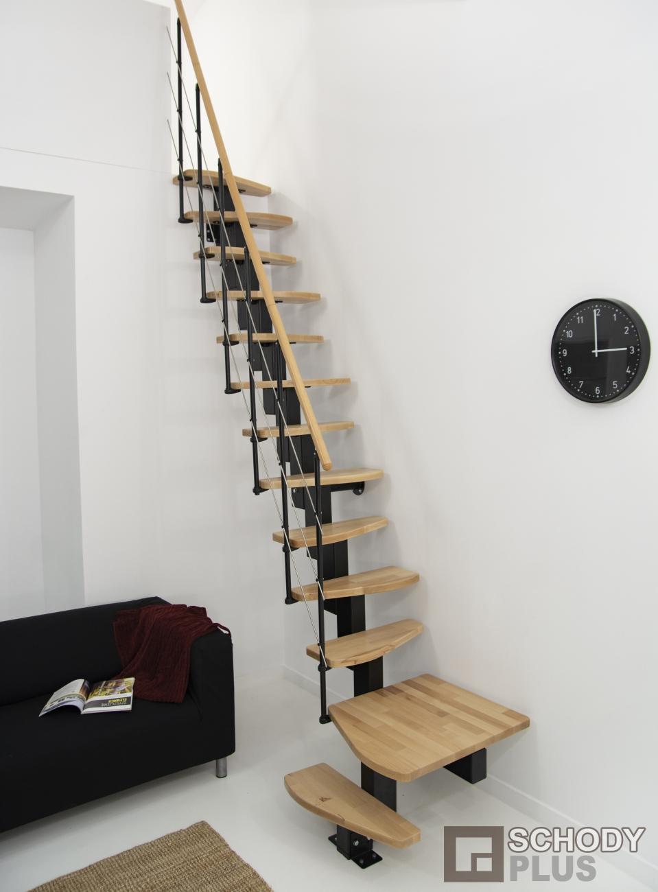 Mlynářské schody QUATRO 1/4 Black