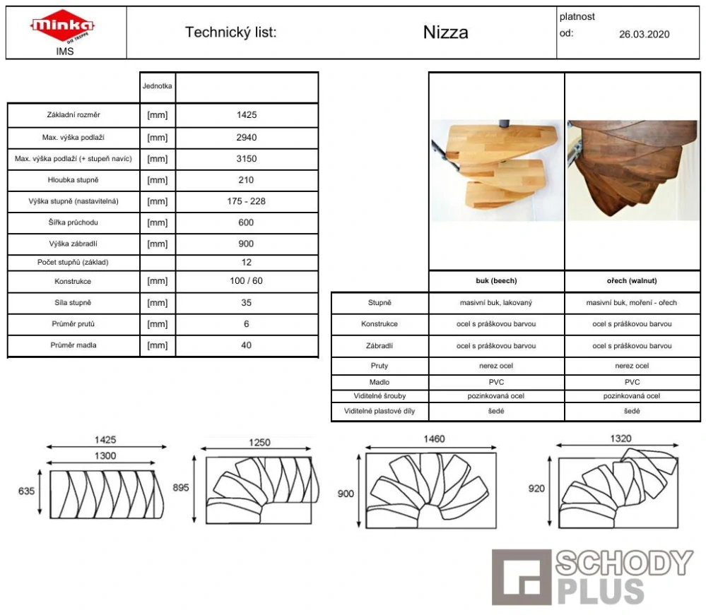 Mlynářské schody NIZZA WHITE